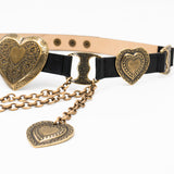 Mia Heart Belt - Statement Brass Heart Belt Black Leather - Streets Ahead