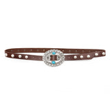 Saddleback Belt - Brown Italian Leather Detailed with Silver Rivets and Western-Style Buckle - Streets Ahead