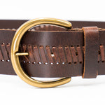 Magnolia Belt - Brass Equestrian-Style Buckle Brown Italian Leather Belt - Streets Ahead
