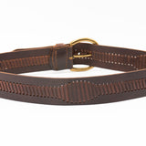 Magnolia Belt - Brass Equestrian-Style Buckle Brown Italian Leather Belt - Streets Ahead
