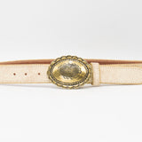 Solecist Belt - White Crackle Italian Leather With Detailed Western Buckle | Streets Ahead