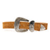 Braun Belt in tan Italian suede with engraved antique silver buckle set, Streets Ahead