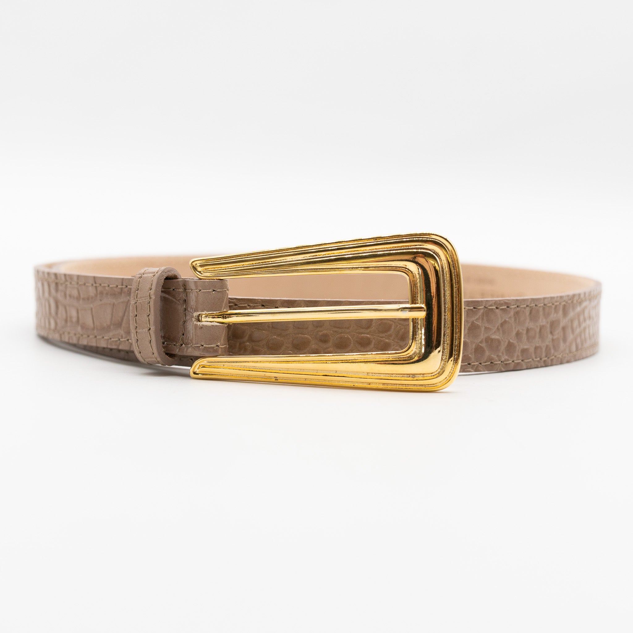 Bria Belt - Cappuccino Croc Embossed - [description] - StreetsAheadInc