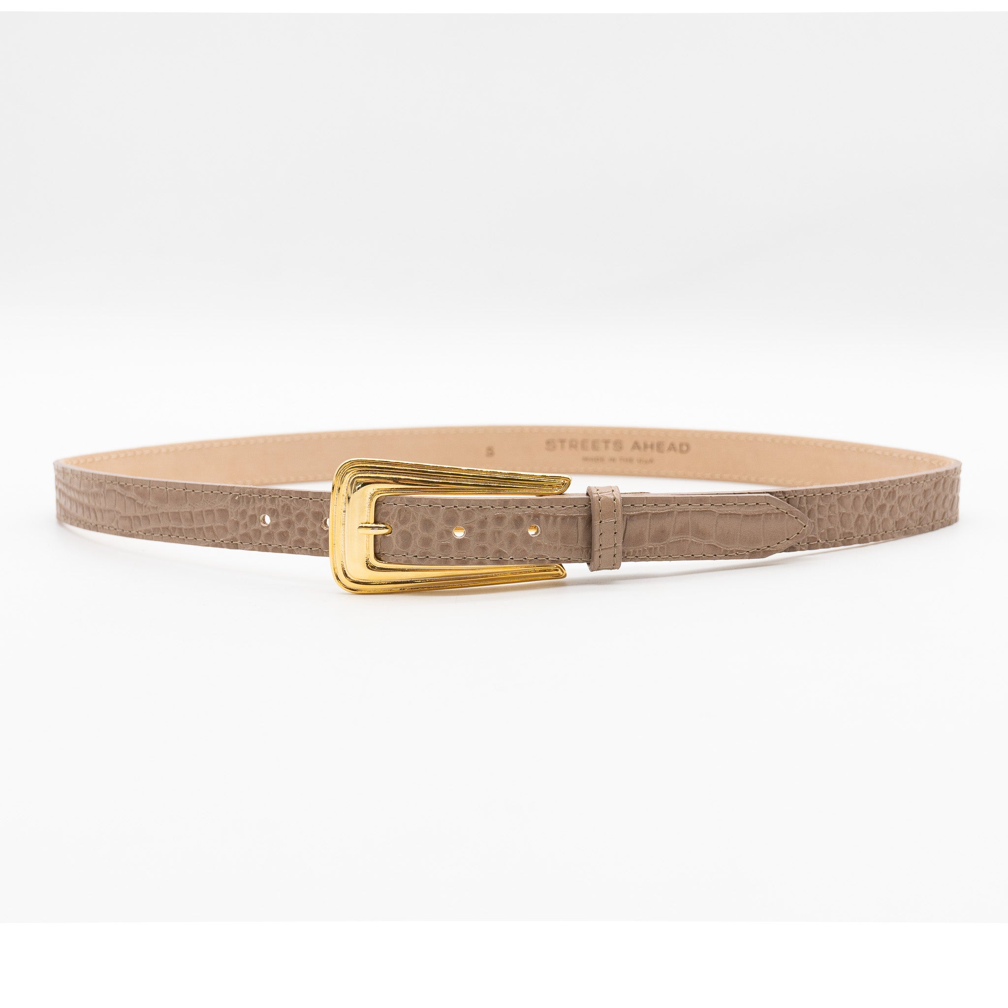 Bria Belt - Cappuccino Croc Embossed - [description] - StreetsAheadInc