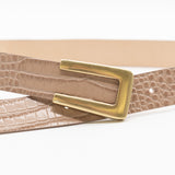 Livia Belt - Cappuccino Croc Embossed Leather - [description] - StreetsAheadInc