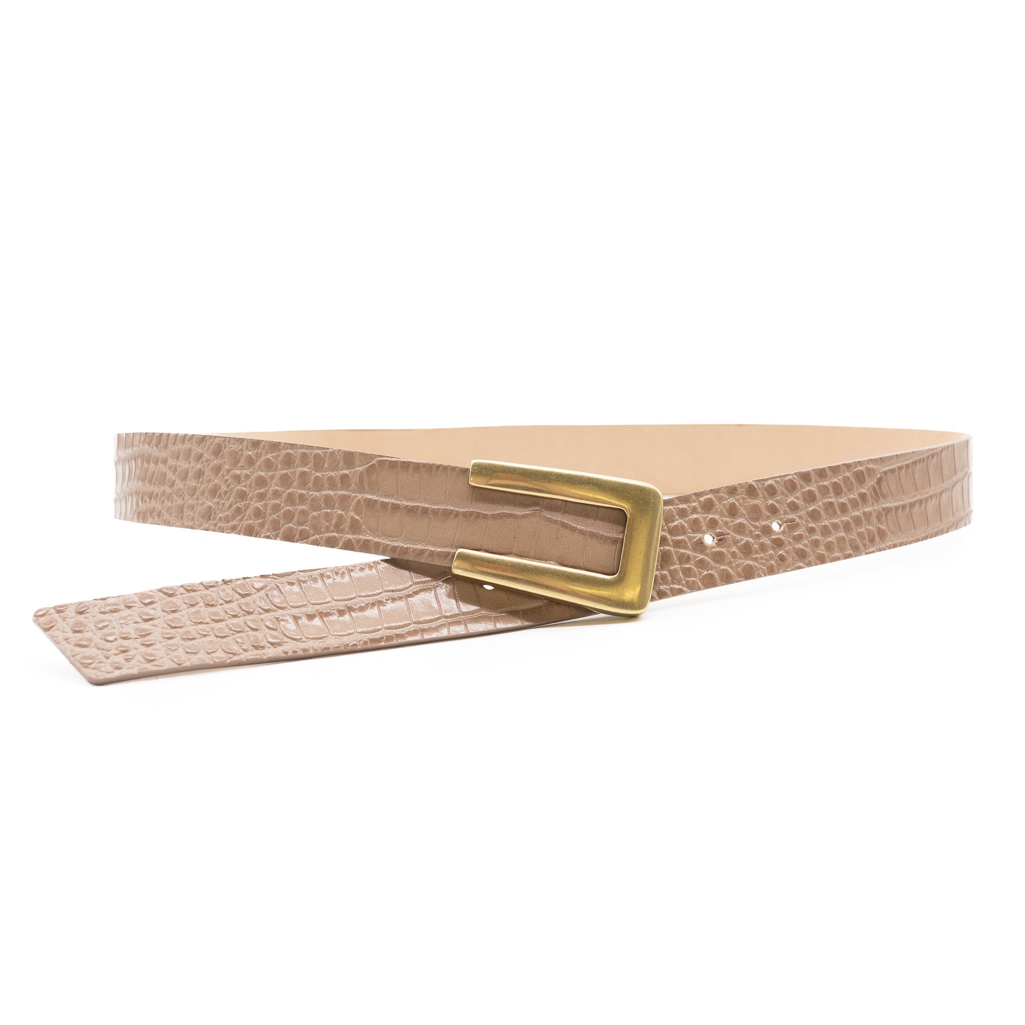 Livia Belt - Cappuccino Croc Embossed Leather - [description] - StreetsAheadInc