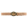 Italian suede leather belt with antiqued oval buckle and gold trim, handcrafted in Los Angeles