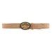 Alethea Belt in cappuccino Italian suede with brass-plated oval plaque buckle, Streets Ahead
