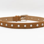 Hayes Belt - Studded calf hair leather belt with silver buckle, handcrafted in Los Angeles using Italian leather - Streets Ahead