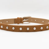 Hayes Belt - Studded calf hair leather belt with silver buckle, handcrafted in Los Angeles using Italian leather - Streets Ahead