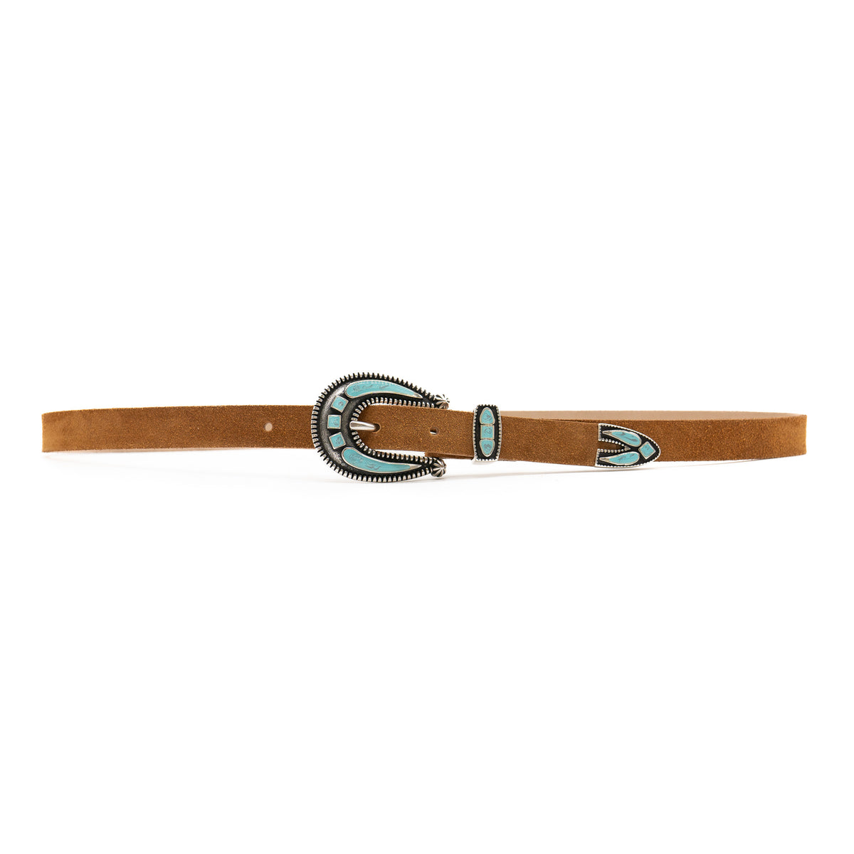 Cheyenne Belt - Tan Suede & Turquoise