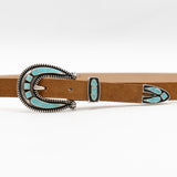 Cheyenne Belt - Tan Suede & Turquoise