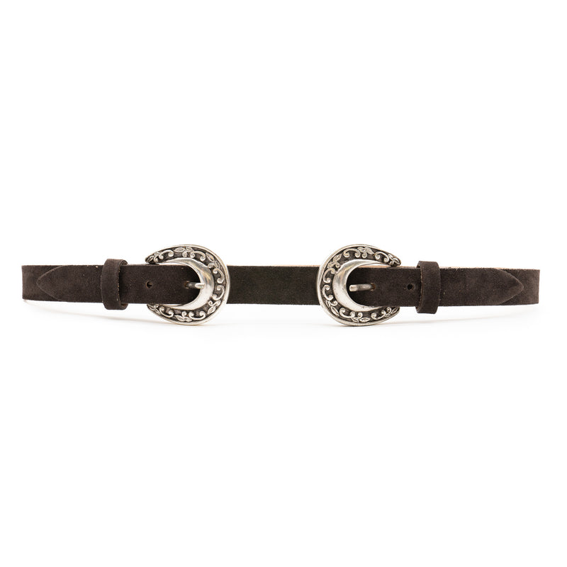 Birdie Belt - Coffee Suede Double Buckle