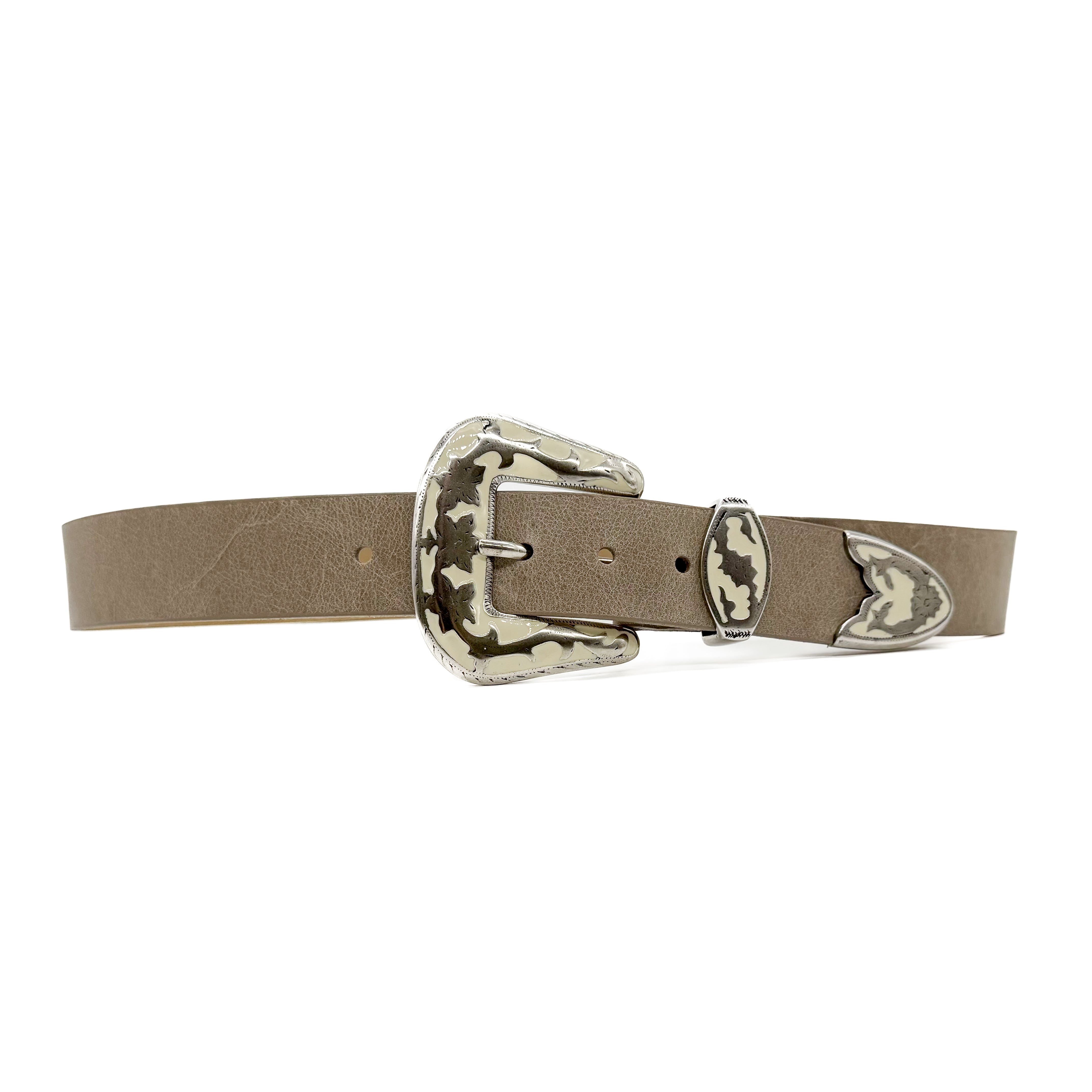 Kiera Belt - Western buckle Set On Taupe Distressed Leather - Streets Ahead