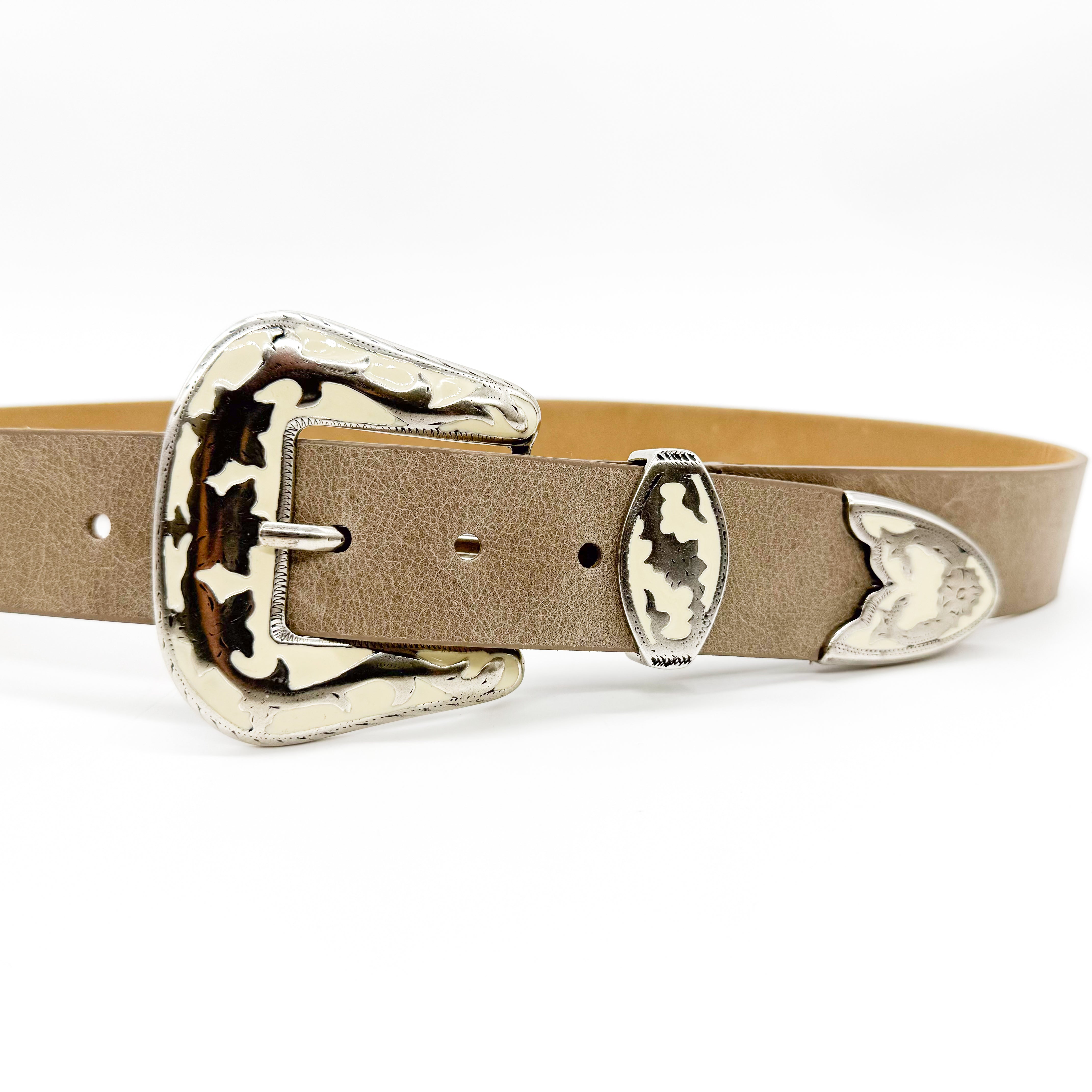 Kiera Belt - Western buckle Set On Taupe Distressed Leather - Streets Ahead