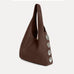 Rhea Hobo Bag in chocolate Italian nubuck with silver hardware at sides, Streets Ahead