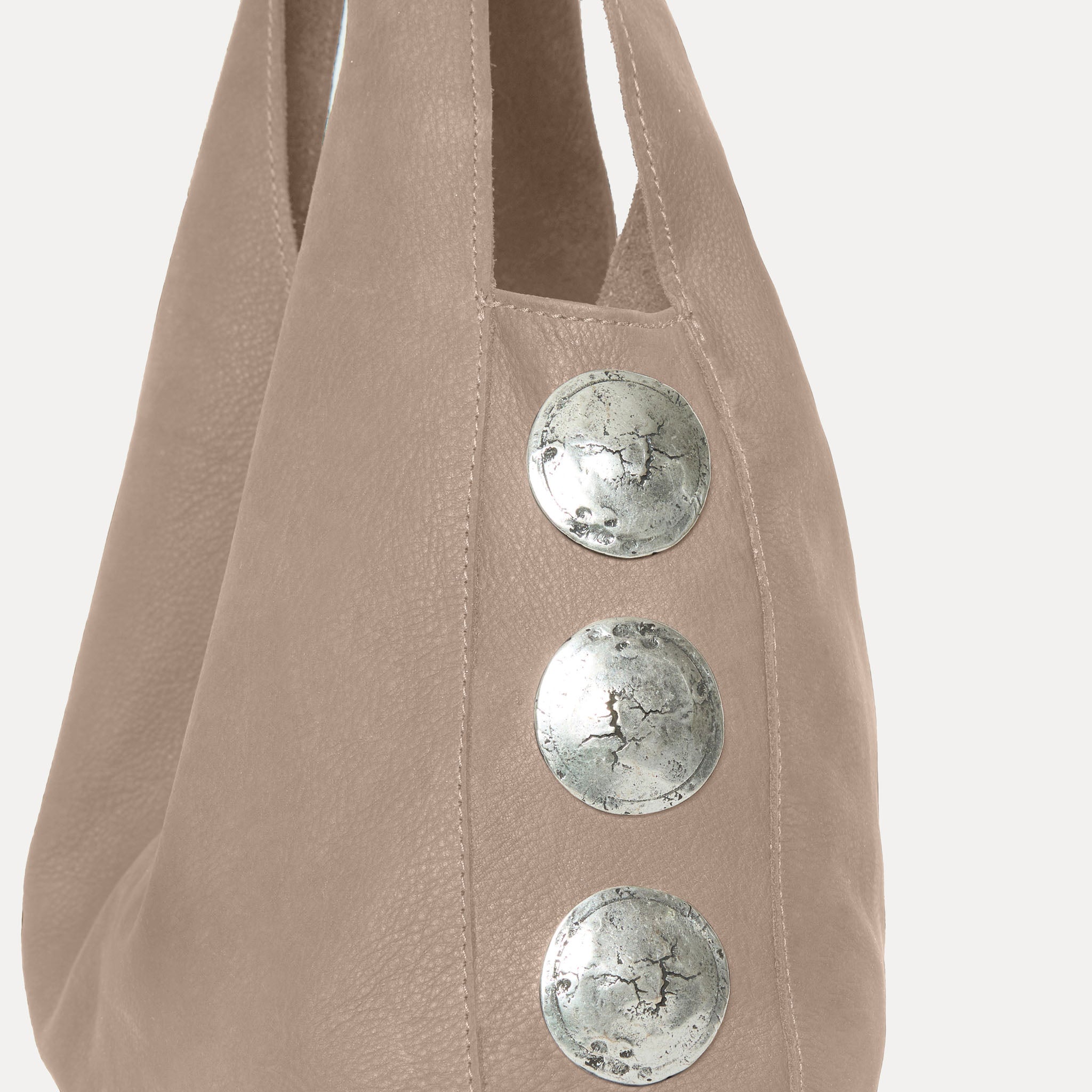 Streets Ahead Rhea Hobo — taupe Italian nubuck, slouchy silhouette