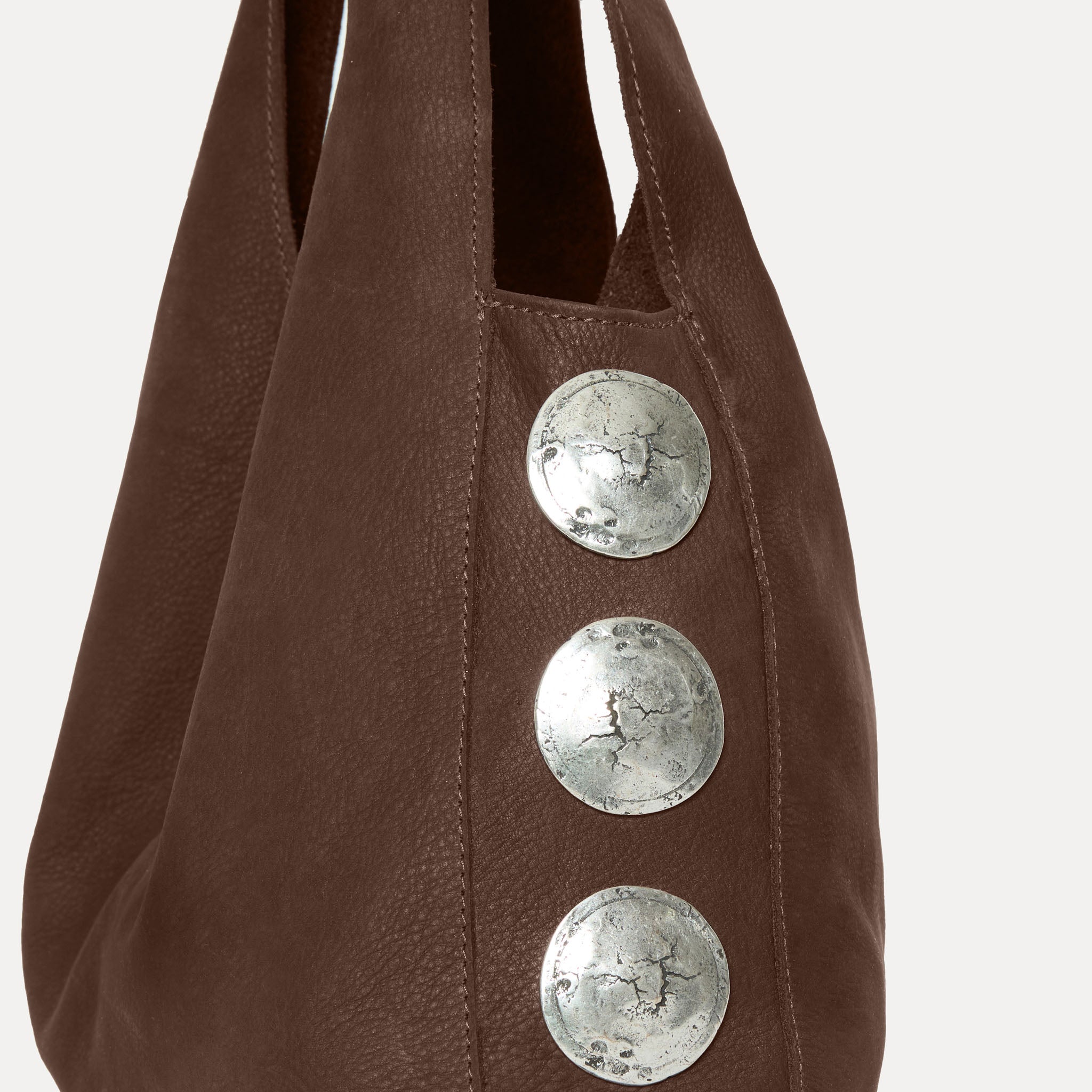 Streets Ahead Rhea Hobo — chocolate Italian nubuck, slouchy silhouette