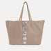 Gaia Tote in taupe Italian nubuck with silver hardware accents, Streets Ahead