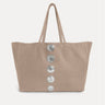 Gaia Tote in taupe Italian nubuck with silver hardware accents, Streets Ahead