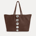 Gaia Tote in chocolate Italian nubuck with silver hardware accents, Streets Ahead