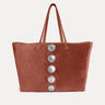 Gaia Tote in rust Italian suede with silver hardware, Streets Ahead
