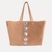 Gaia Tote in cappuccino Italian suede with silver hardware, Streets Ahead