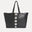 Front view of the Gaia Slouchy Tote in black Italian leather with silver hardware accents.