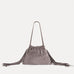 Diana Fringe Bag in grey Italian suede with drawstring closure and fringe detail, Streets Ahead