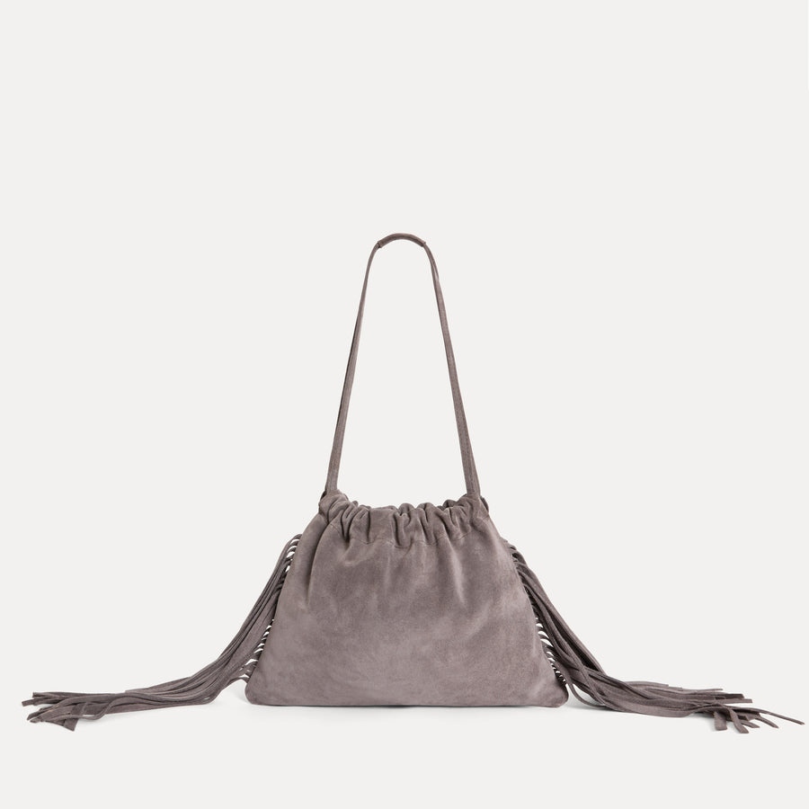 Diana Fringe Bag Grey Suede