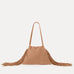 Diana Fringe Bag in cappuccino Italian suede with drawstring and fringe detail, Streets Ahead