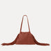 Diana Fringe Bag in rust Italian suede with drawstring and fringe detail, Streets Ahead