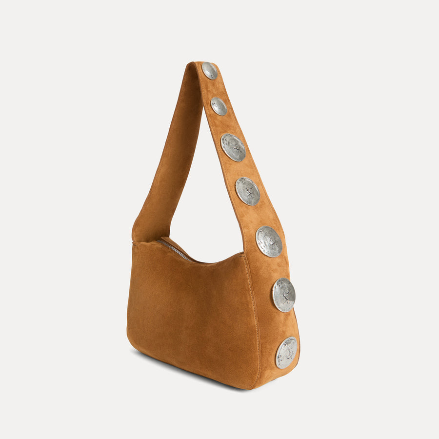 Athena Shoulder Bag Tan Suede