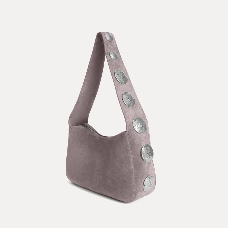Athena Shoulder Bag Grey Suede