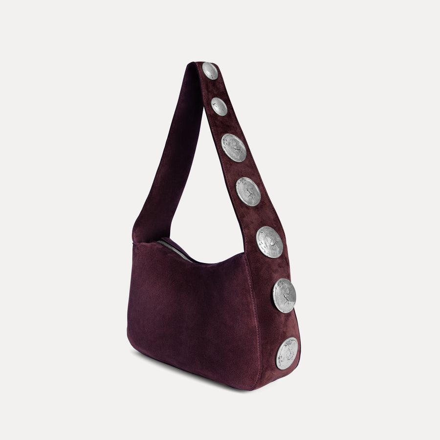 Athena Shoulder Bag Plum Suede