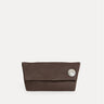 Vesta Clutch in coffee Italian nubuck, foldover design with zipper closure, Streets Ahead