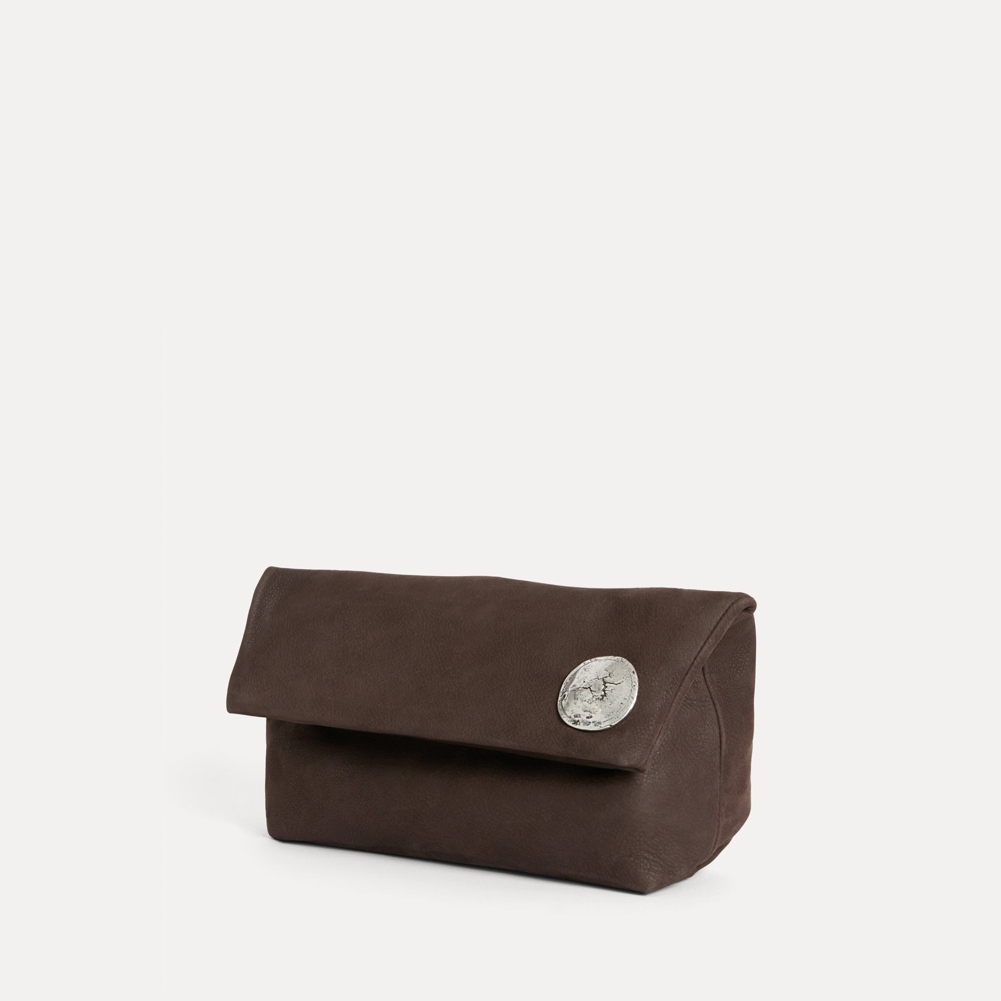 Streets Ahead Vesta Clutch — coffee nubuck soft foldover clutch