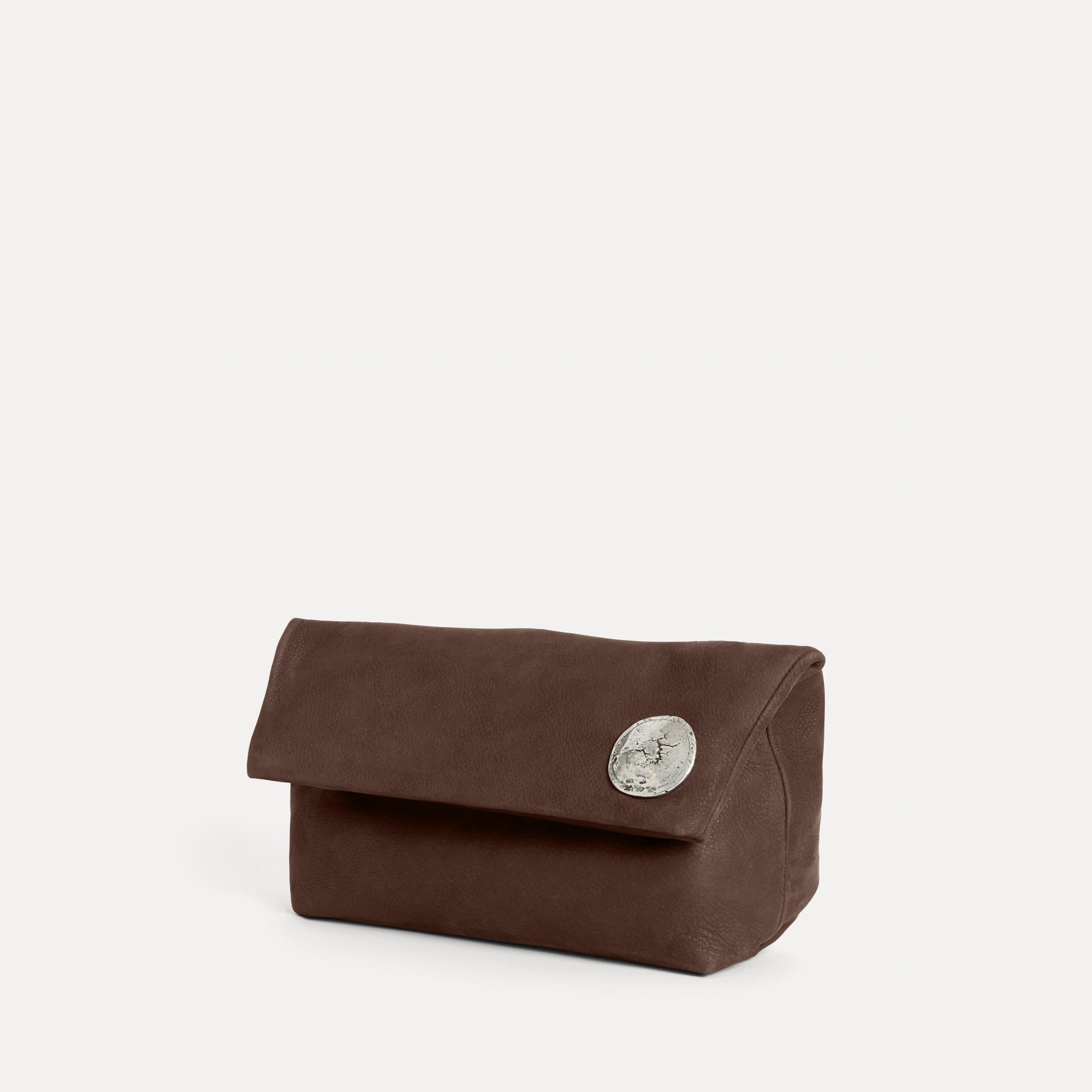Streets Ahead Vesta Clutch — chocolate nubuck soft foldover clutch