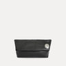 Vesta Clutch in black Italian leather, foldover design with zipper closure, Streets Ahead