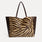 Brown zebra calf hair Italian leather Savannah tote with matching pouch
