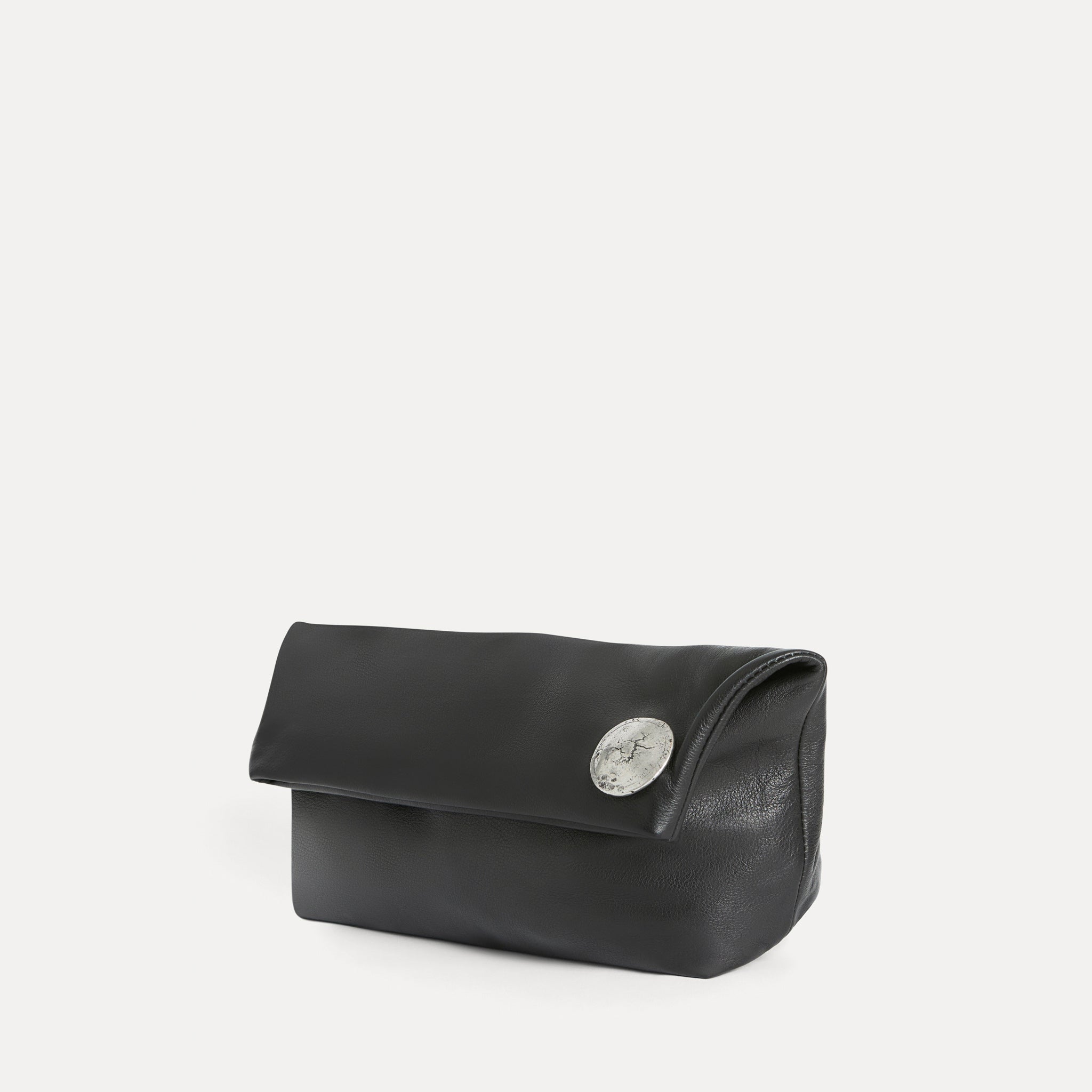 Streets Ahead Vesta Clutch — black Italian leather soft foldover clutch