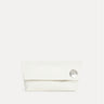 Vesta Clutch in off-white Italian leather, foldover design with zipper closure, Streets Ahead