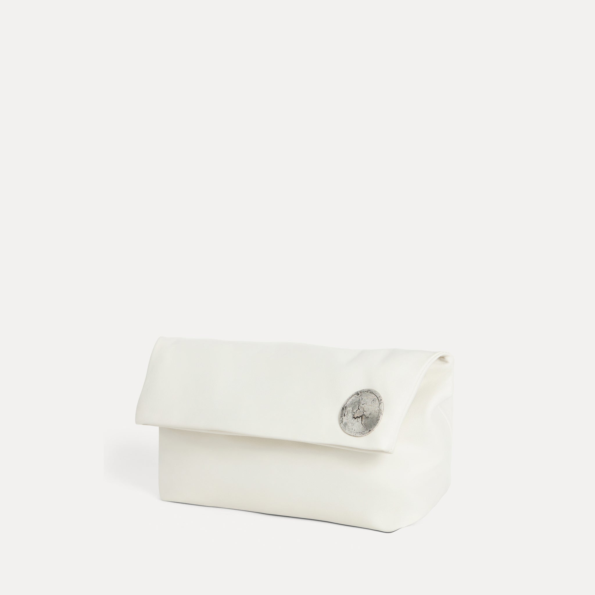Streets Ahead Vesta Clutch — off-white Italian leather soft foldover clutch