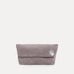 Vesta Clutch in grey Italian suede, foldover design with zipper closure, Streets Ahead