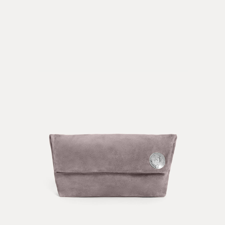 Vesta Clutch Grey Suede