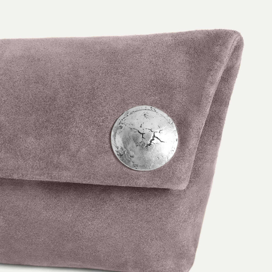 Vesta Clutch Grey Suede