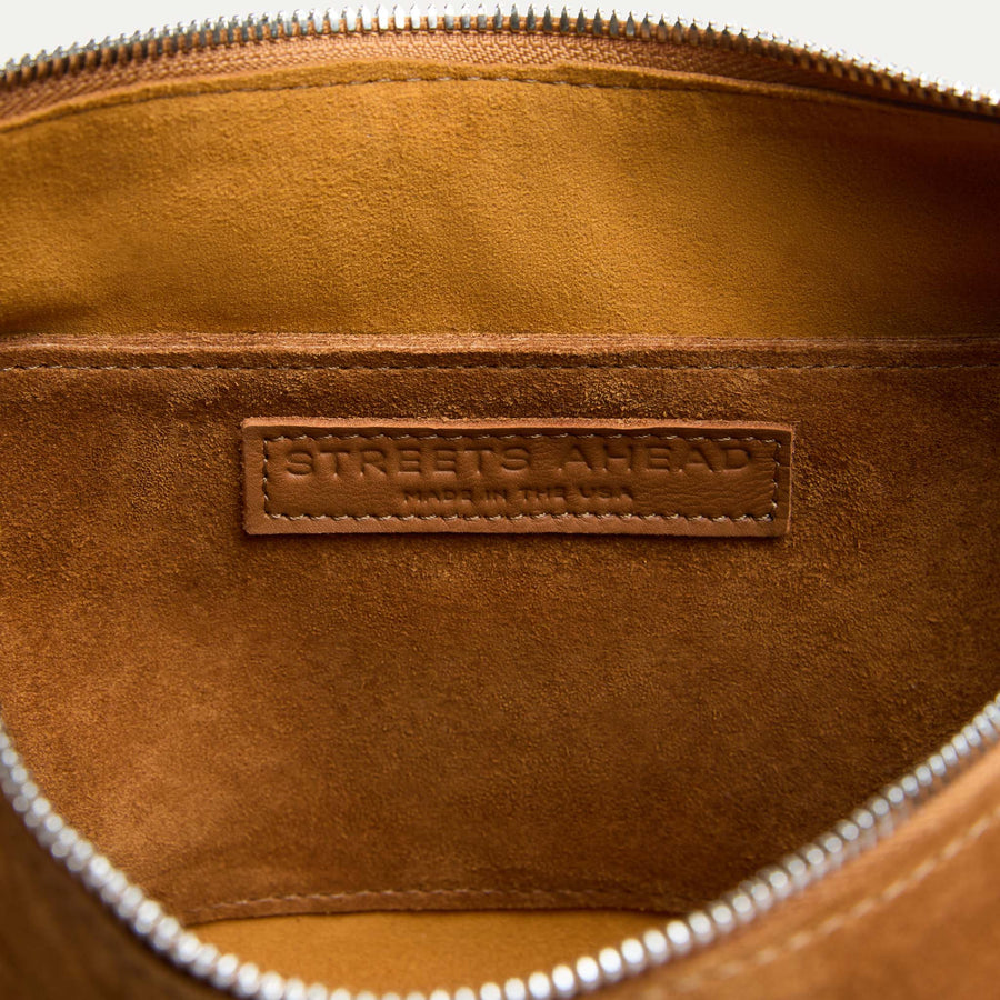 Athena Shoulder Bag Tan Suede
