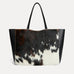Savanna Tote in natural cowhide calf hair Italian leather with matching pouch, handcrafted in Los Angeles