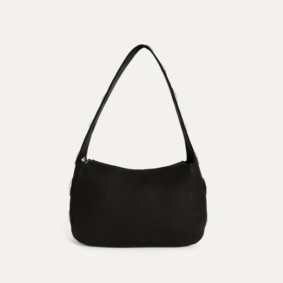 Athena Shoulder Bag Black Nubuck