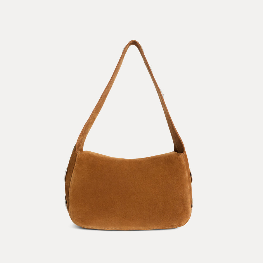 Athena Shoulder Bag Tan Suede